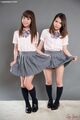 Nishino ena and momoi momo raising skirts wearing uniform